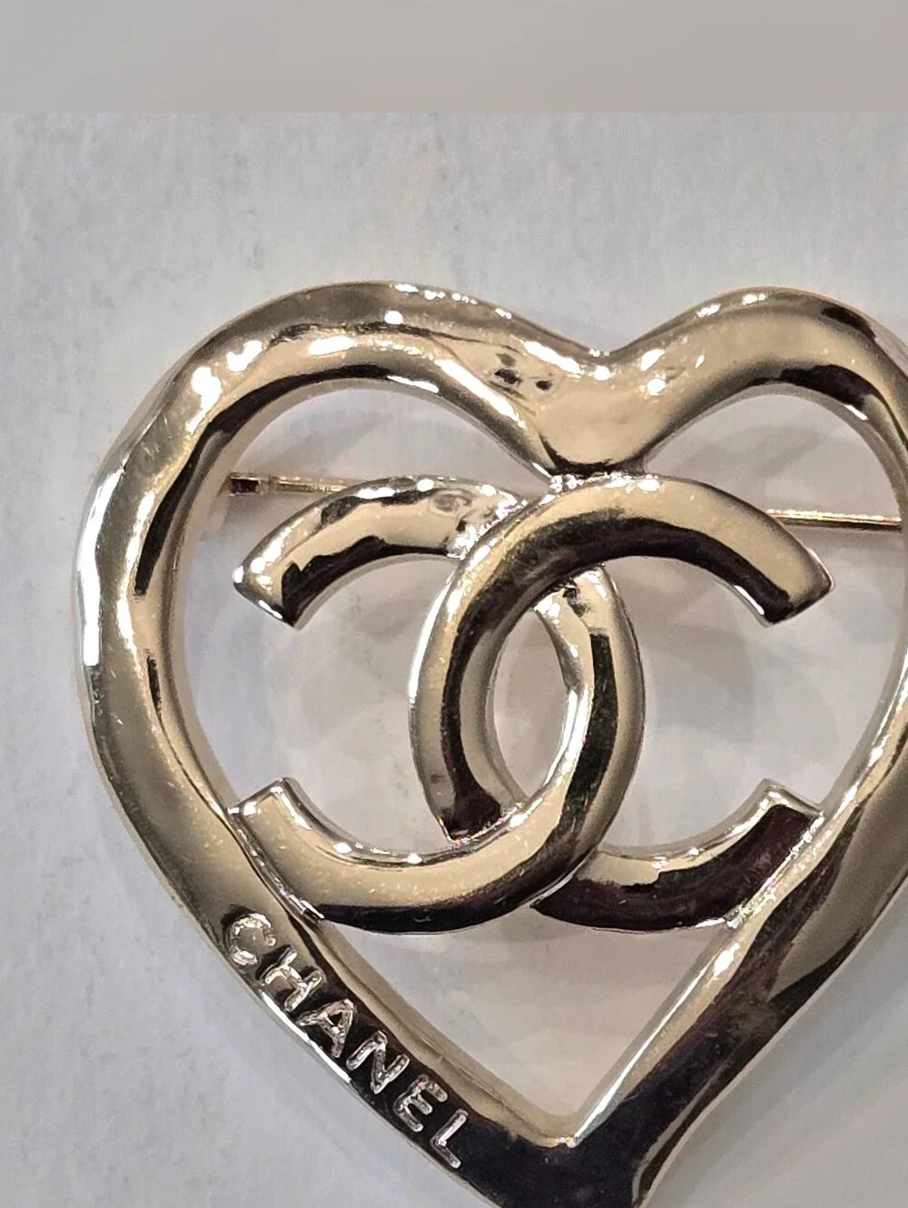 #155 - Chanel CC Heart Brooch - Authentic